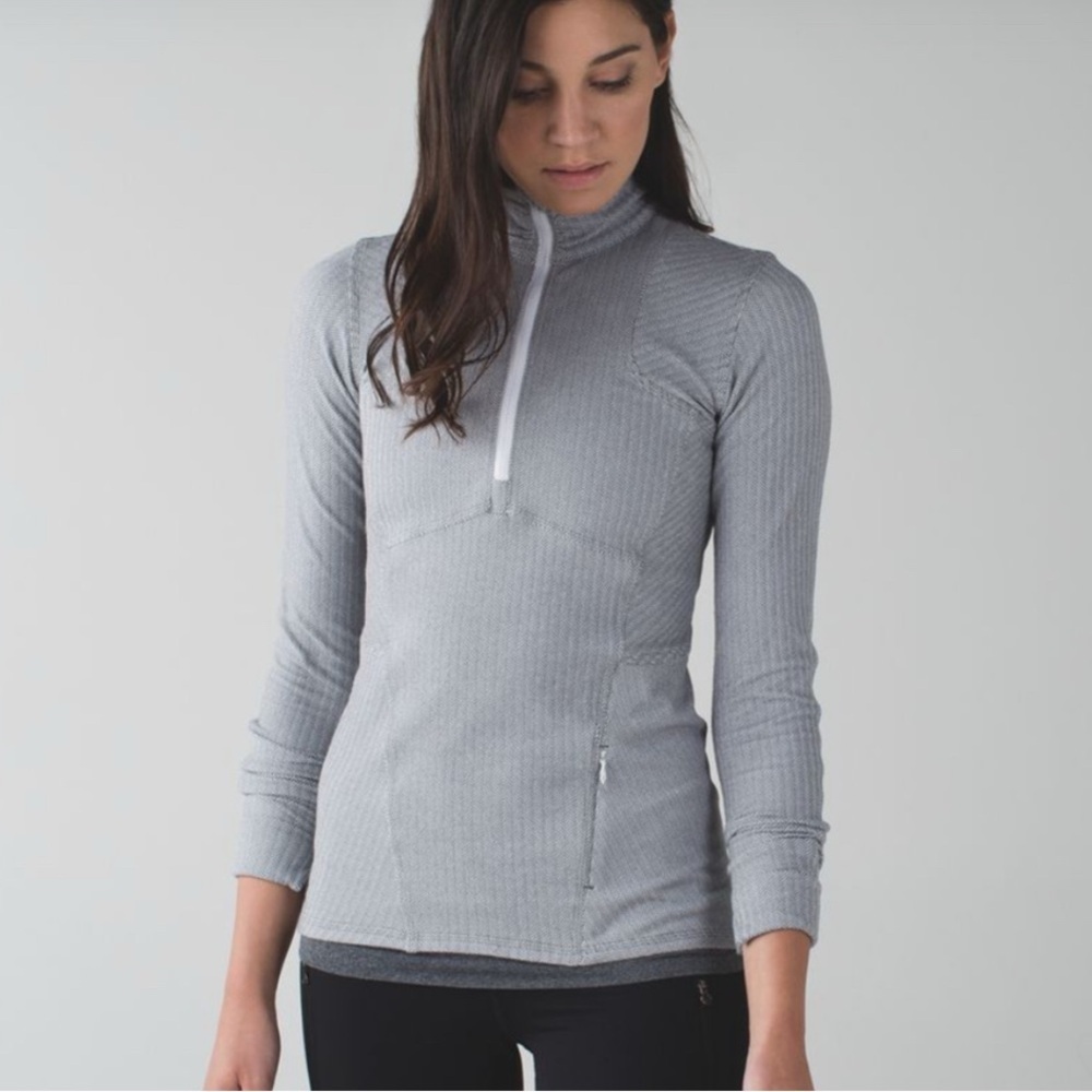 Lululemon Kanto Catch Me 1/2 Zip Heathered Herringbone Pullover Jacket Size 6